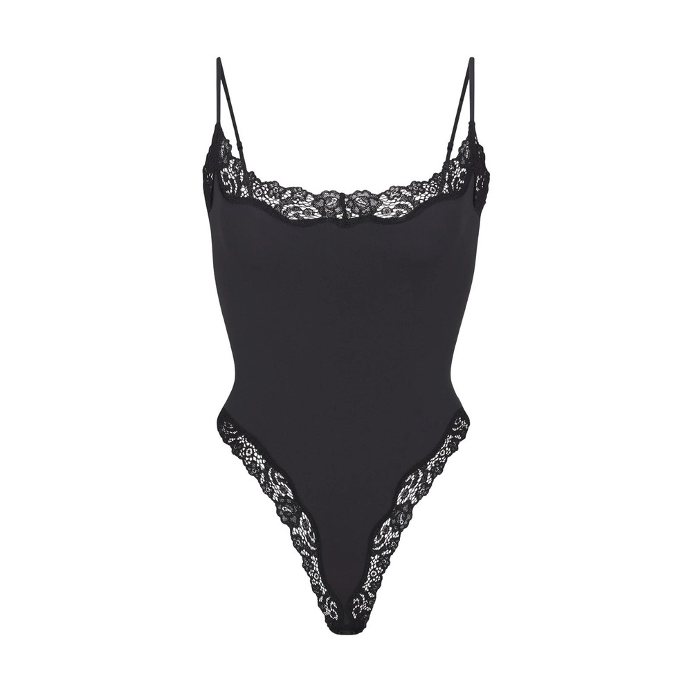 Skims Fits Everybody Lace Cami Thong Bodysuit - NWOT - Black - Small